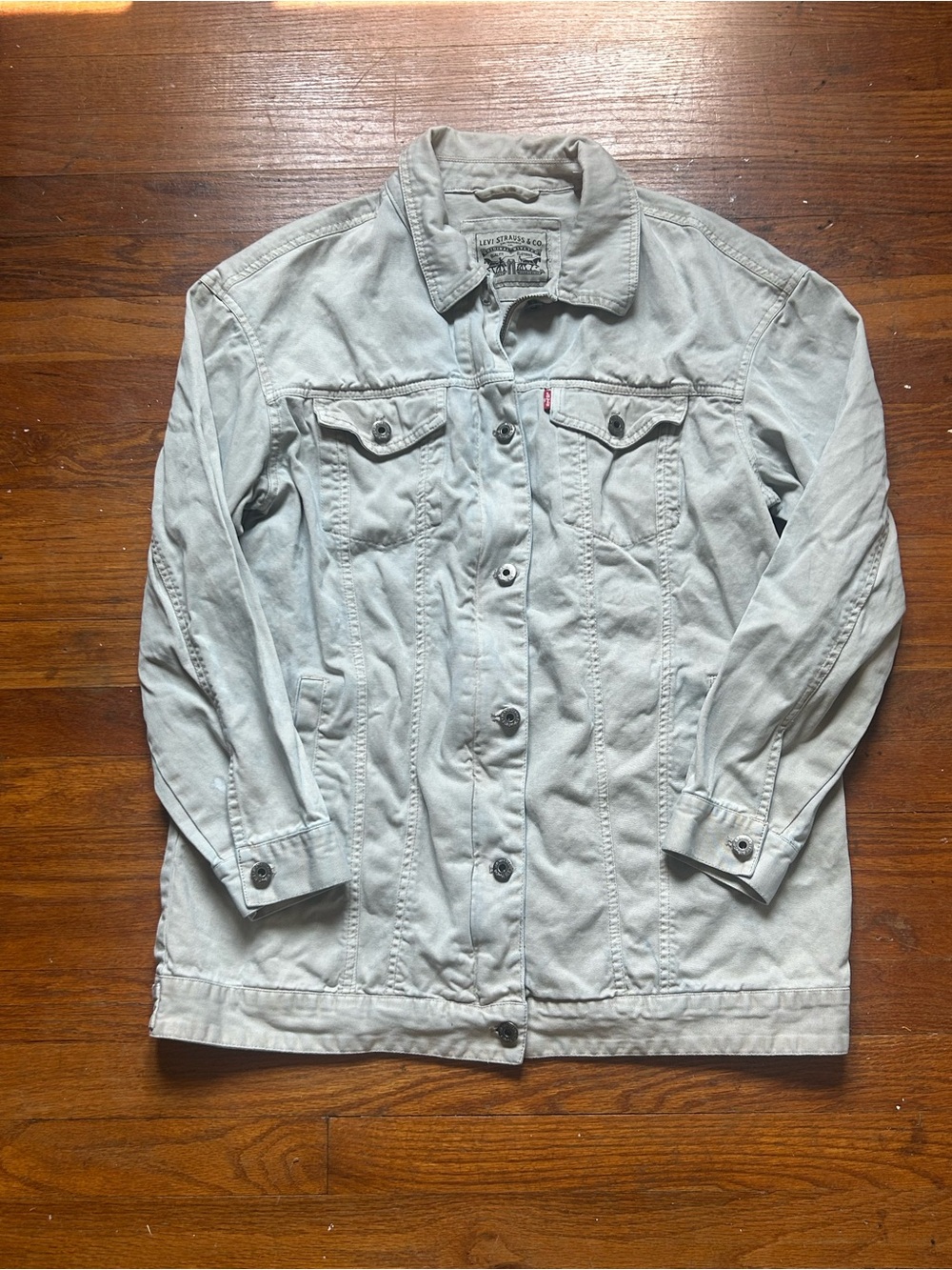 Levi’s Denim Cotton Trucker Jacket Men’s Size Large Zipper Off White Gray